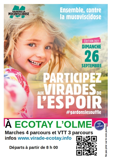 Affiche de Virade de l'espoir  en VTT pour vaincre la mucoviscidose (24ème  édition) à Écotay-l'Olme