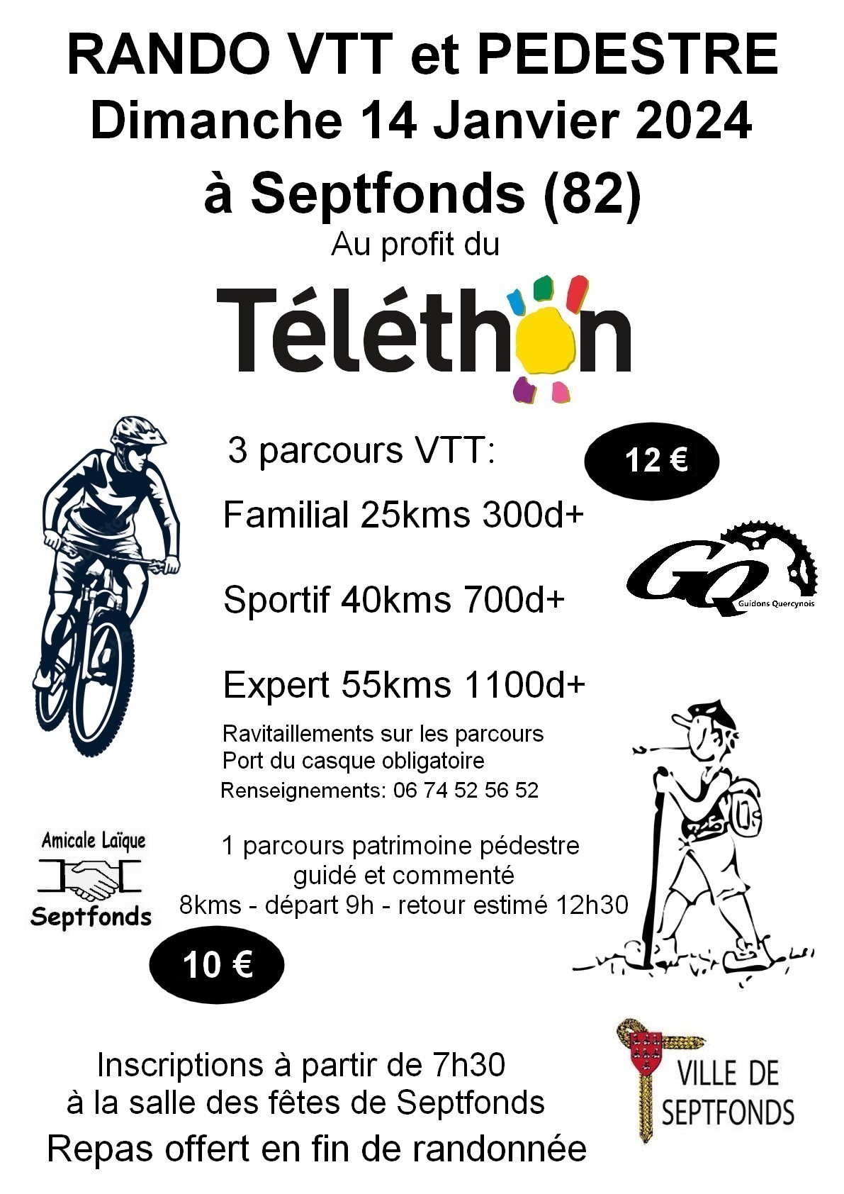 Affiche de La 1ère Randonnée VTT Téléthon à Septfonds