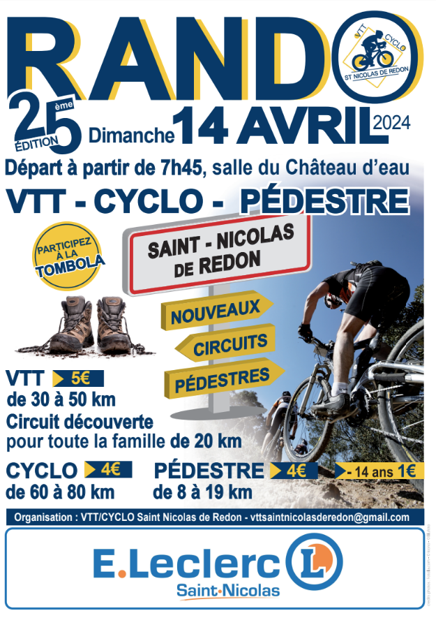 Affiche de La 25ème Randonnée Pédestre Cyclos/VTT Saint Nicolas de Redon à Saint-Nicolas-de-Redon