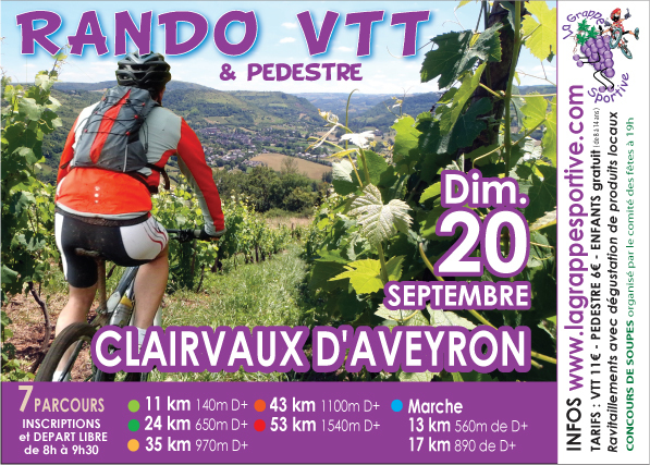 Affiche de Rando VTT et Pédestre "Autour du Vin"  (6ème  édition) à Clairvaux-d'Aveyron