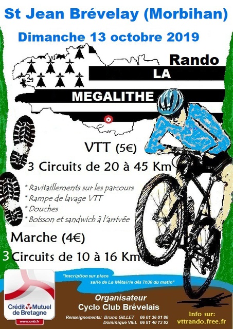 Affiche de Rando VTT & Marche "La Mégalithe" à Saint-Jean-Brévelay