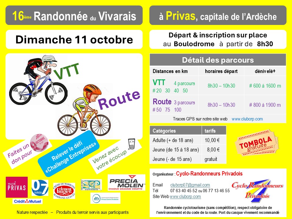 Affiche de La 16ème Randonnée du Vivarais à Privas