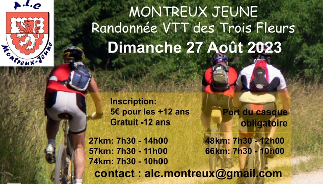 Affiche de Randonnée VTT "Les Trois Fleurs" (24ème  édition) à Montreux-Jeune