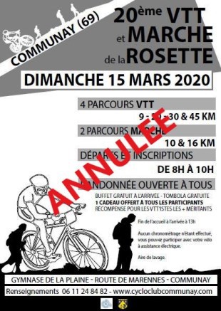 Affiche de RANDONNEE VTT et MARCHE de la ROSETTE (20ème  édition) à Communay