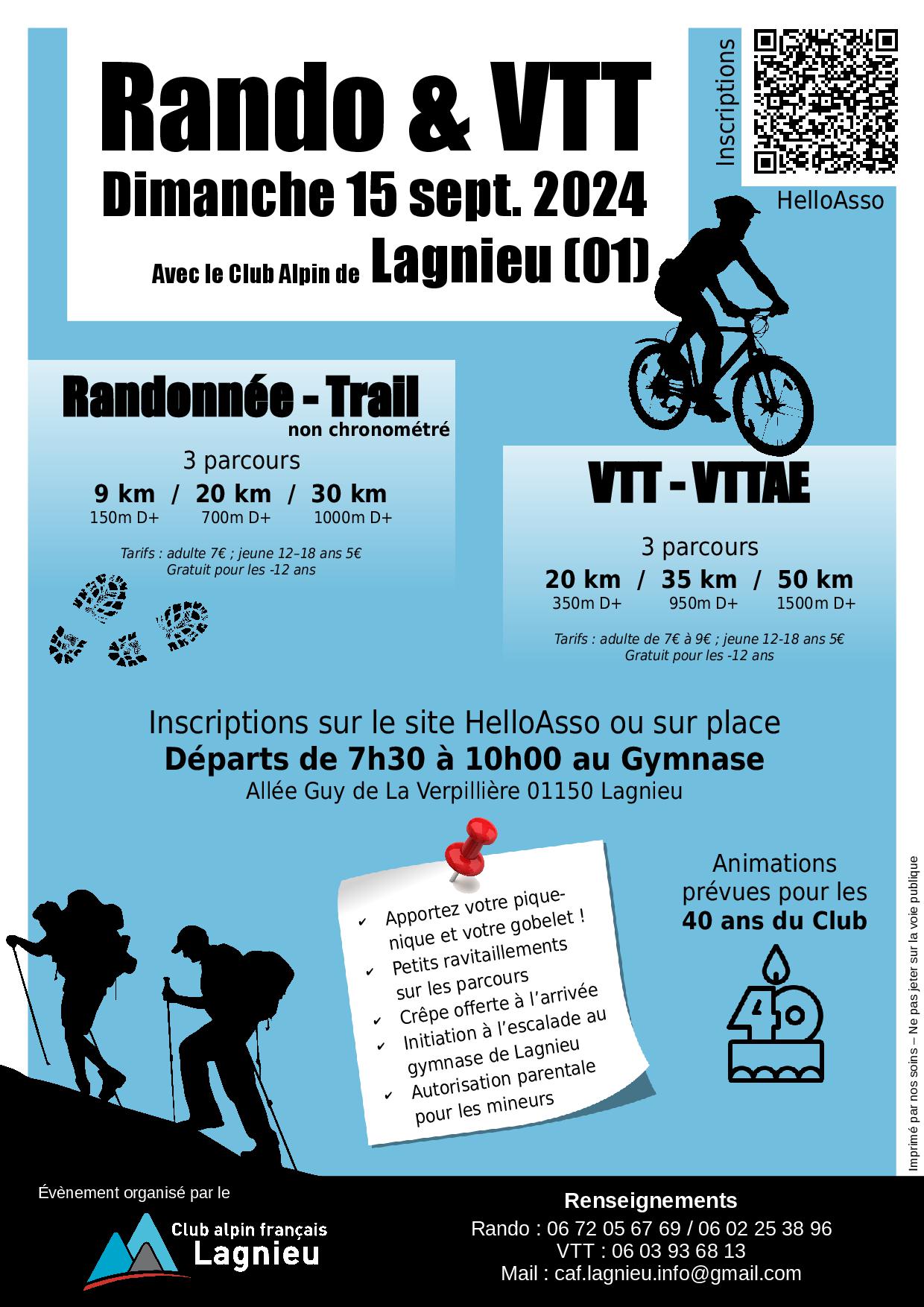 Affiche de VTT et Randonnée du Club Alpin de Lagnieu (11ème édition) à Lagnieu