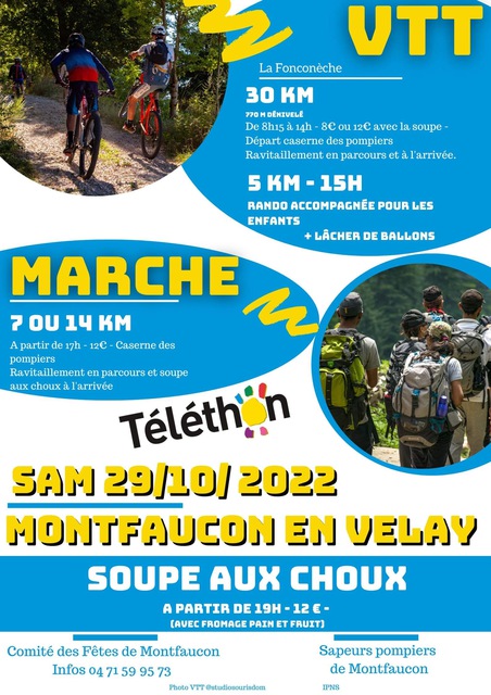 Affiche de 15 édition, la fonconéche. organisé par le comité des fêtes (Téléthon Montfaucon) (15ème  édition) à Montfaucon-en-Velay