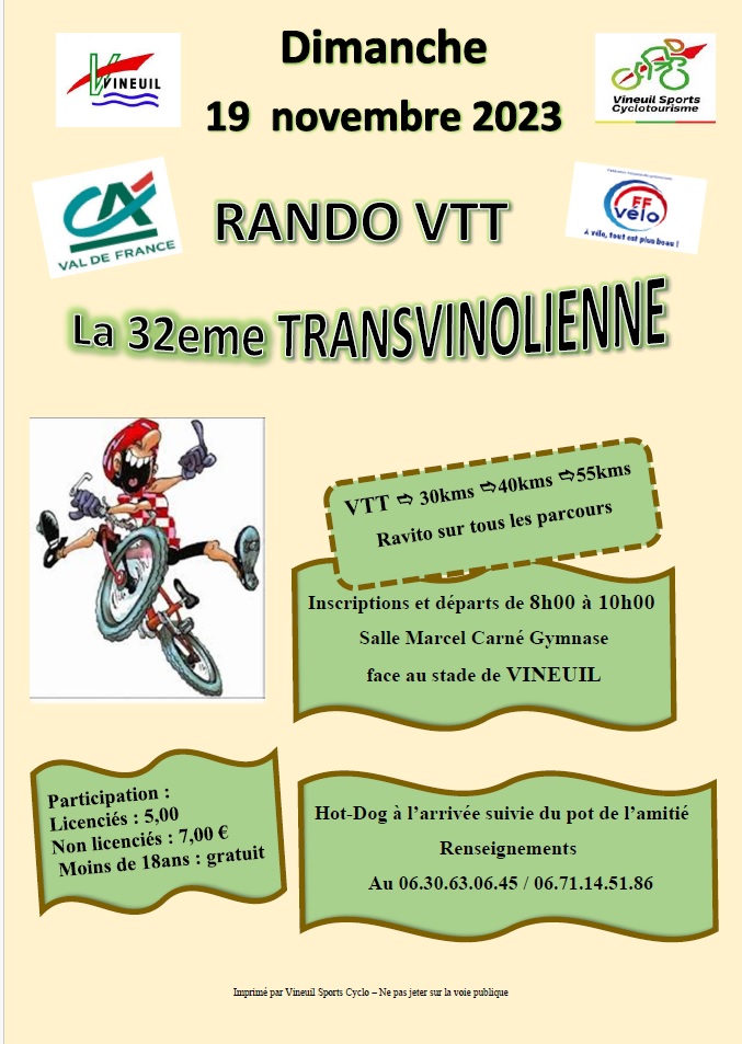 Affiche de La 32ème TRANSVINOLIENNE à Vineuil
