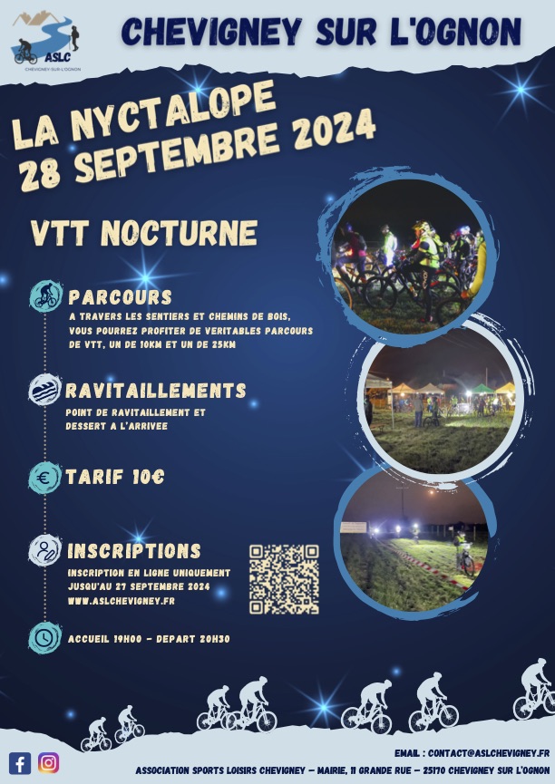 Affiche de La 4ème Rando VTT des Nyctalopes à Chevigney-sur-l'Ognon