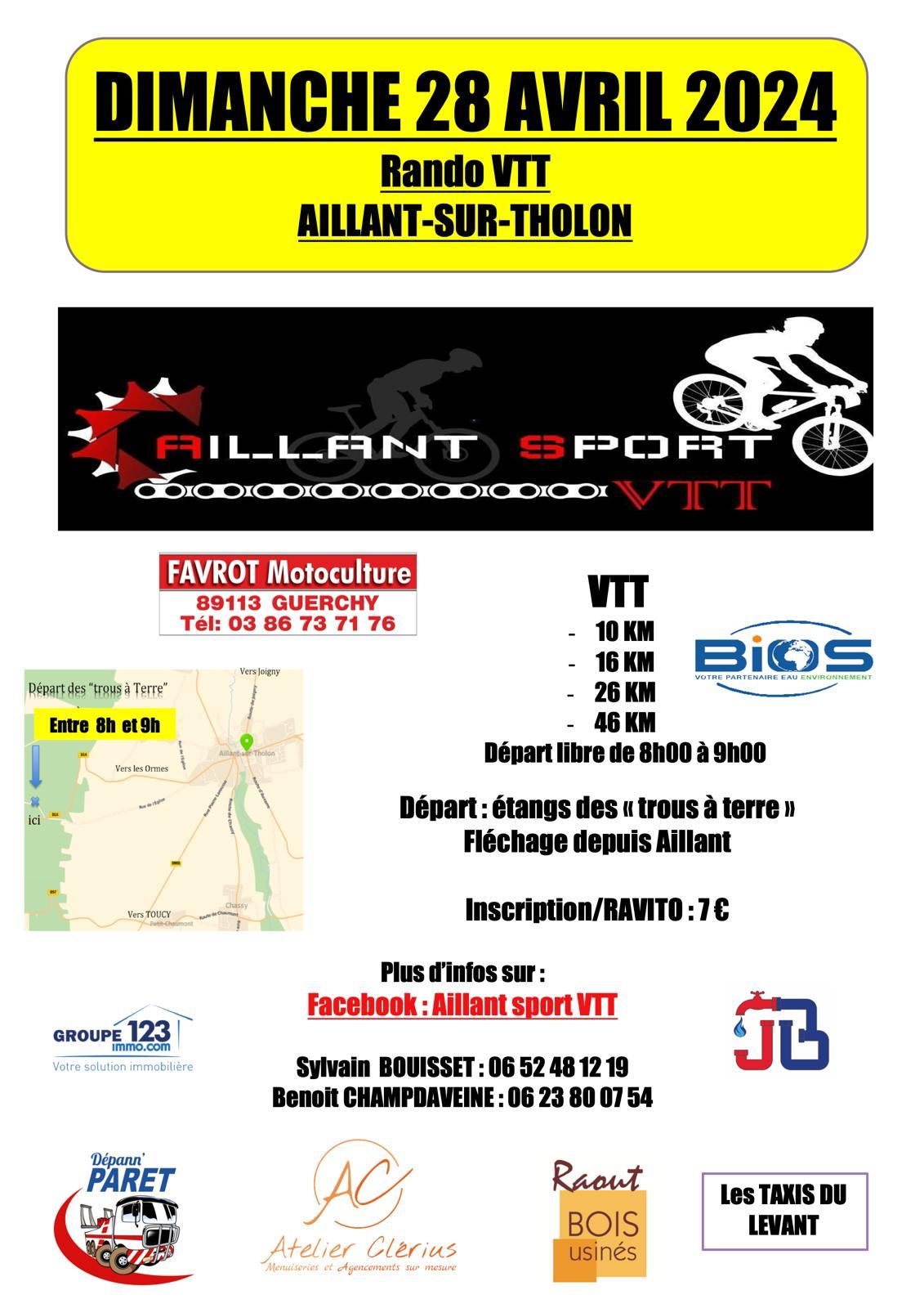 Affiche de La 6ème Rando VTT Aillant sur Tholon à Aillant-sur-Tholon