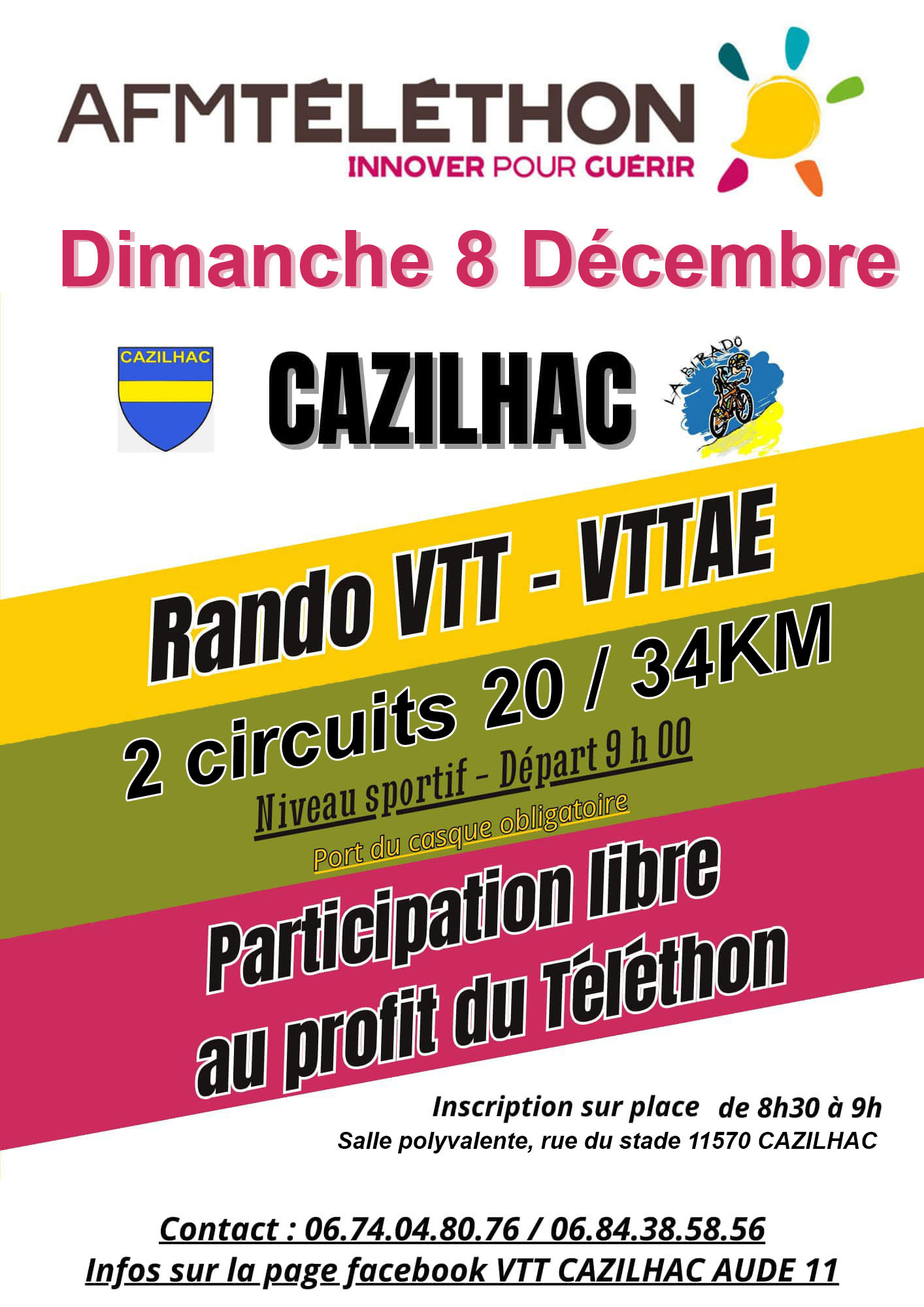 Affiche de Téléthon du Vtt Cazilhac Aude (2ème édition) à Cazilhac