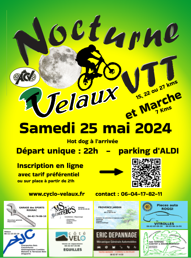 Affiche de La 17ème Nocturne VTT et marche Amical Cyclotourisme Velauxien à Velaux