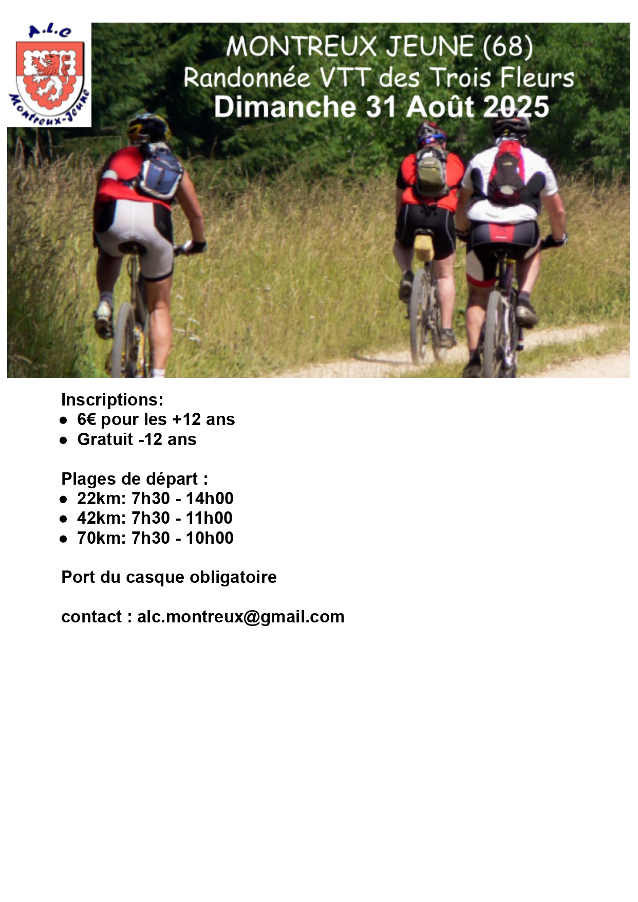 Affiche de La 26ème Randonnée VTT "Les Trois Fleurs" à Montreux-Jeune