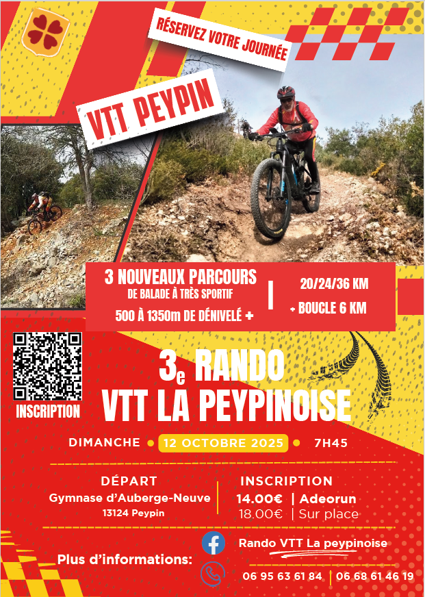 Affiche 3e RandoVTT la Peypinoise (anciennement "la pente & côte à Peypin") 2025