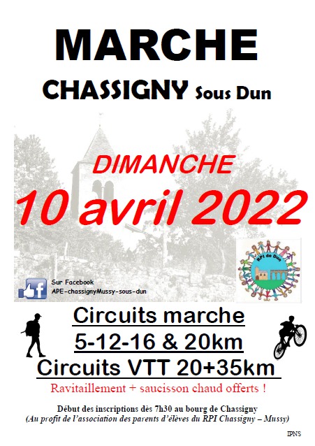 Affiche de Randonnée du RPI de DUN (5ème  édition) à Chassigny-sous-Dun