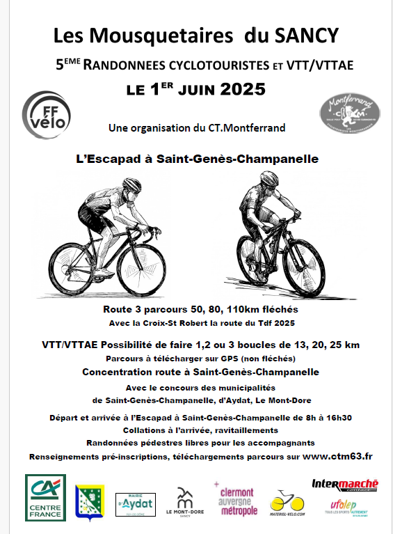 Affiche de La 5ème Randonnée VTT les mousquetaires du sancy à Saint-Genès-Champanelle