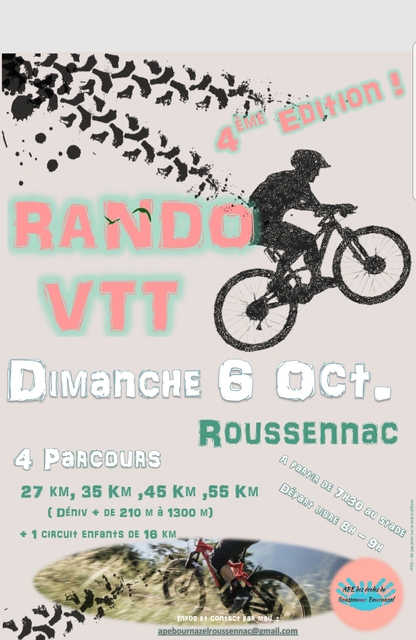 Affiche de Rando VTT Roussennac Bournazel (4ème  édition) à Roussennac