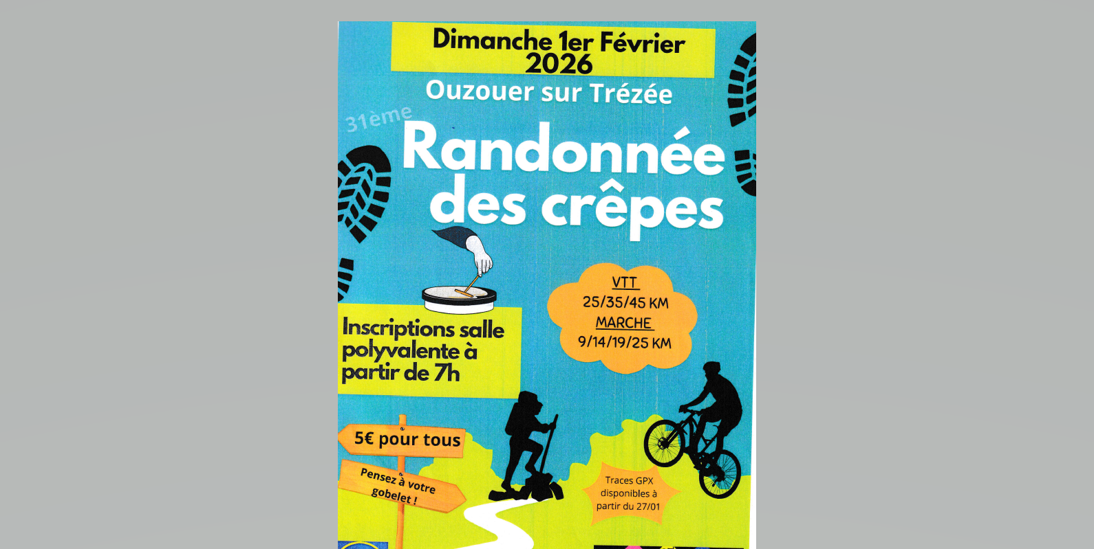 Affiche de La 31ème RANDONNEE DES CREPES 010226 Ouzouer sur Trézée à Ouzouer-sur-Trézée