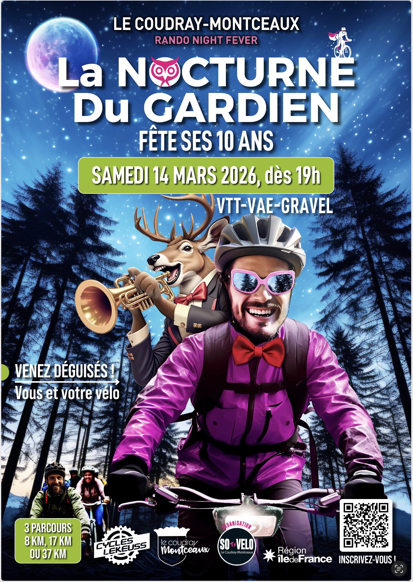 Affiche de La 10ème RANDO NIGHT FEVER, DU GARDIEN au Coudray-Montceaux