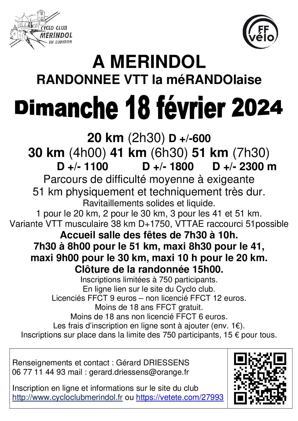 Affiche de La 13ème randonnée VTT la méRANDOlaise. à Mérindol