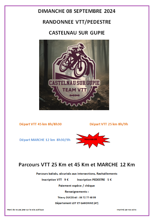Affiche de CASTELNAU SUR GUPIE "Echappée en coteaux de Gupie" (7ème édition) à Castelnau-sur-Gupie