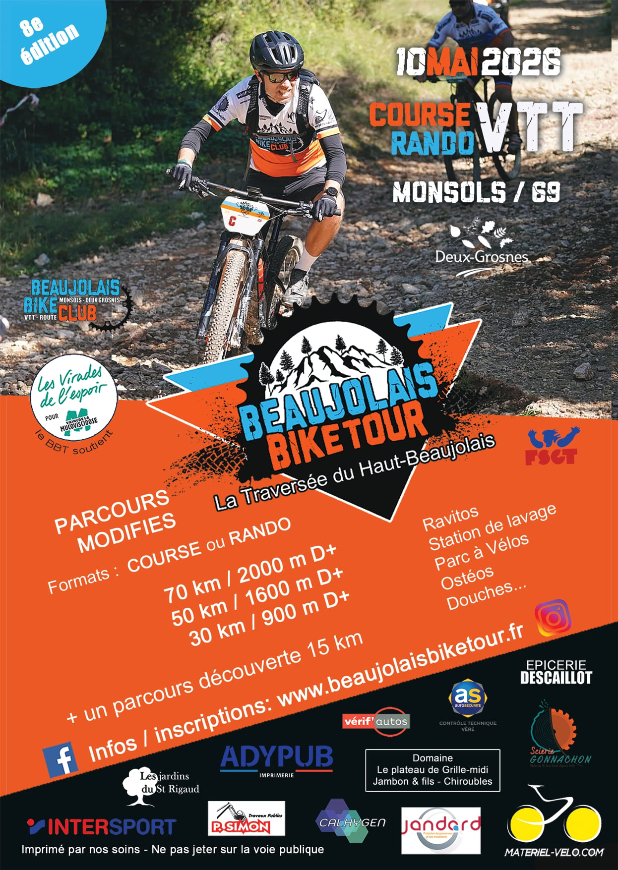 Affiche de Beaujolais Bike Tour (8ème édition) à Monsols le dimanche 10 mai (8ème édition) à Monsols