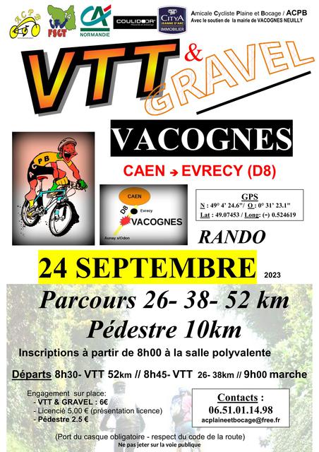 Affiche de Randonnées VTT- GRAVEL & marche à VACOGNES (14210) à Neuilly-le-Malherbe