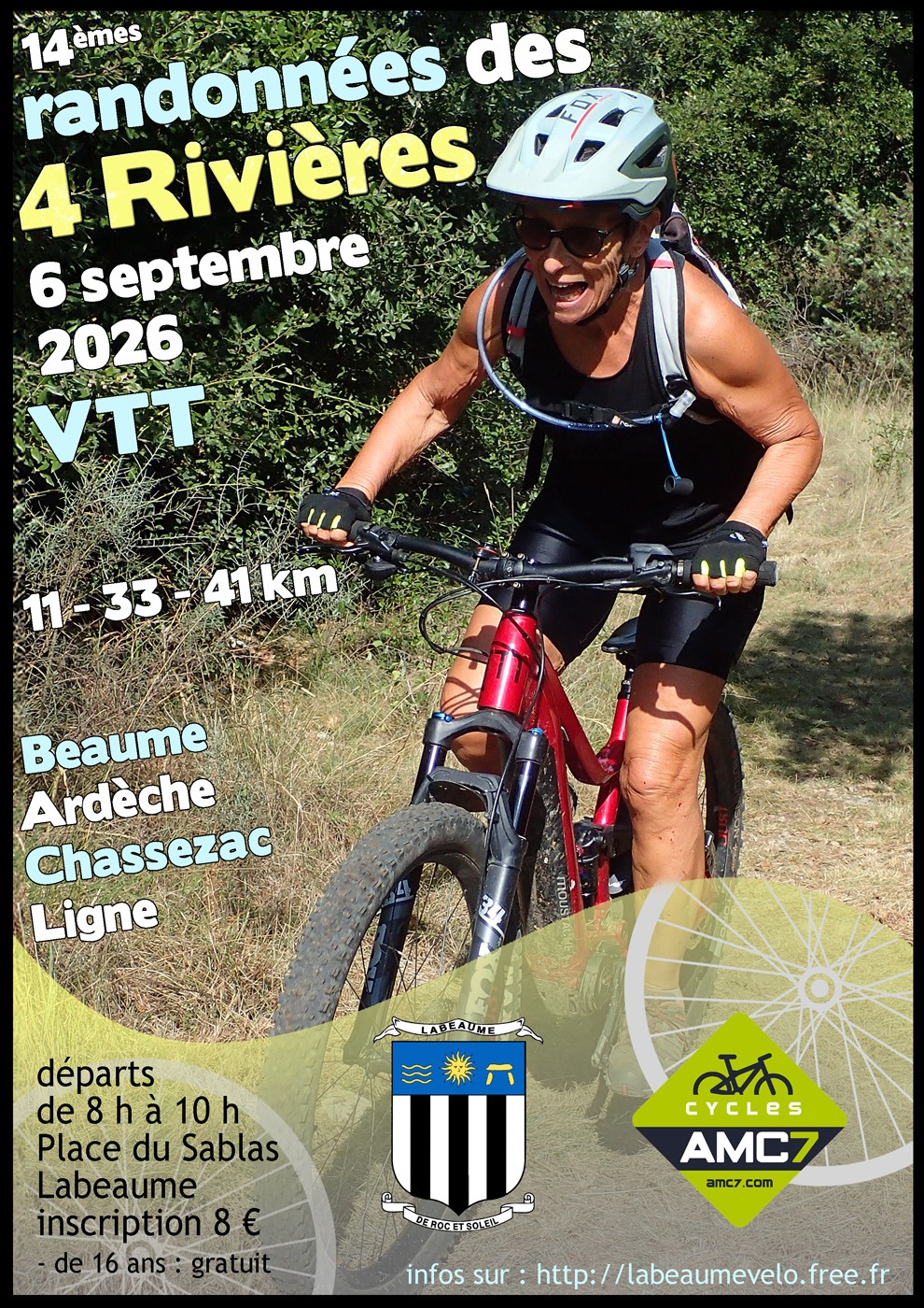 Affiche de La 14ème Randonnée VTT des 4 Rivières à Labeaume