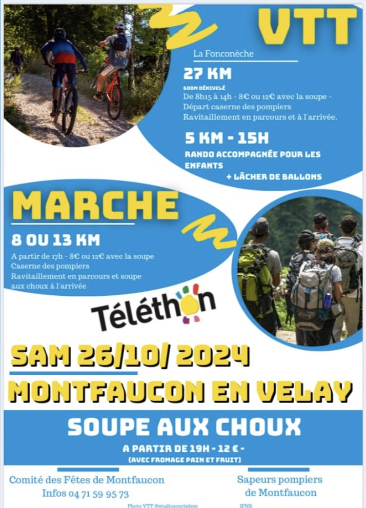 Affiche de La 17ème Fonconèche. organisée par le comité des fêtes (Téléthon Montfaucon) à Montfaucon-en-Velay