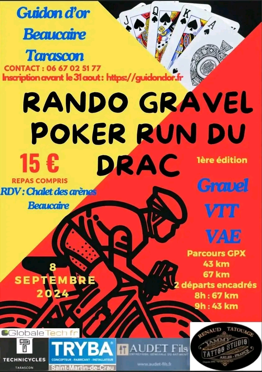 Affiche de La 1ère Rando Gravel VTT POKER RUN DU DRAC à Beaucaire