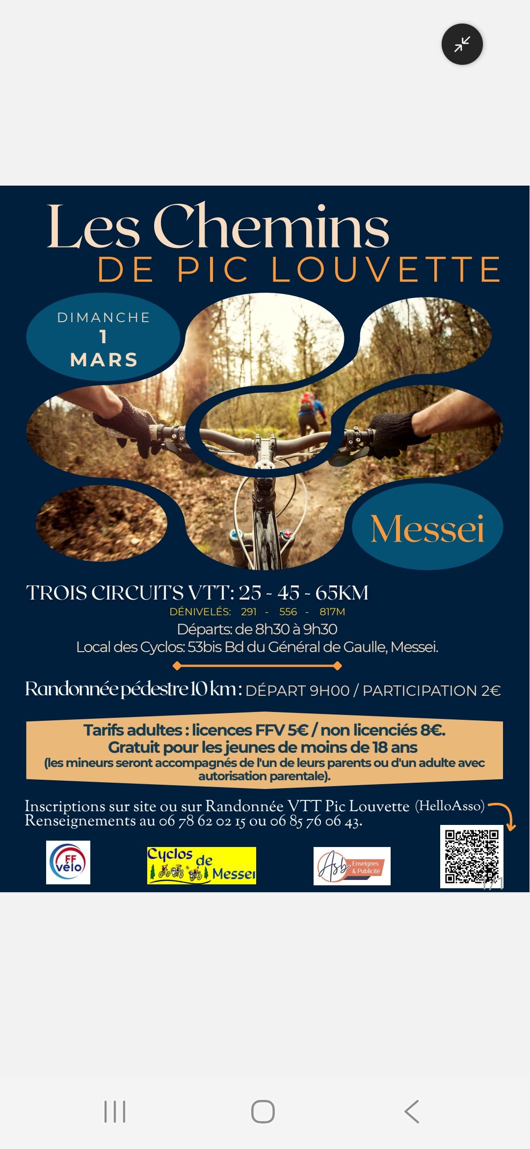 Affiche de RANDONNEE VTT PIC LOUVETTE à Messei