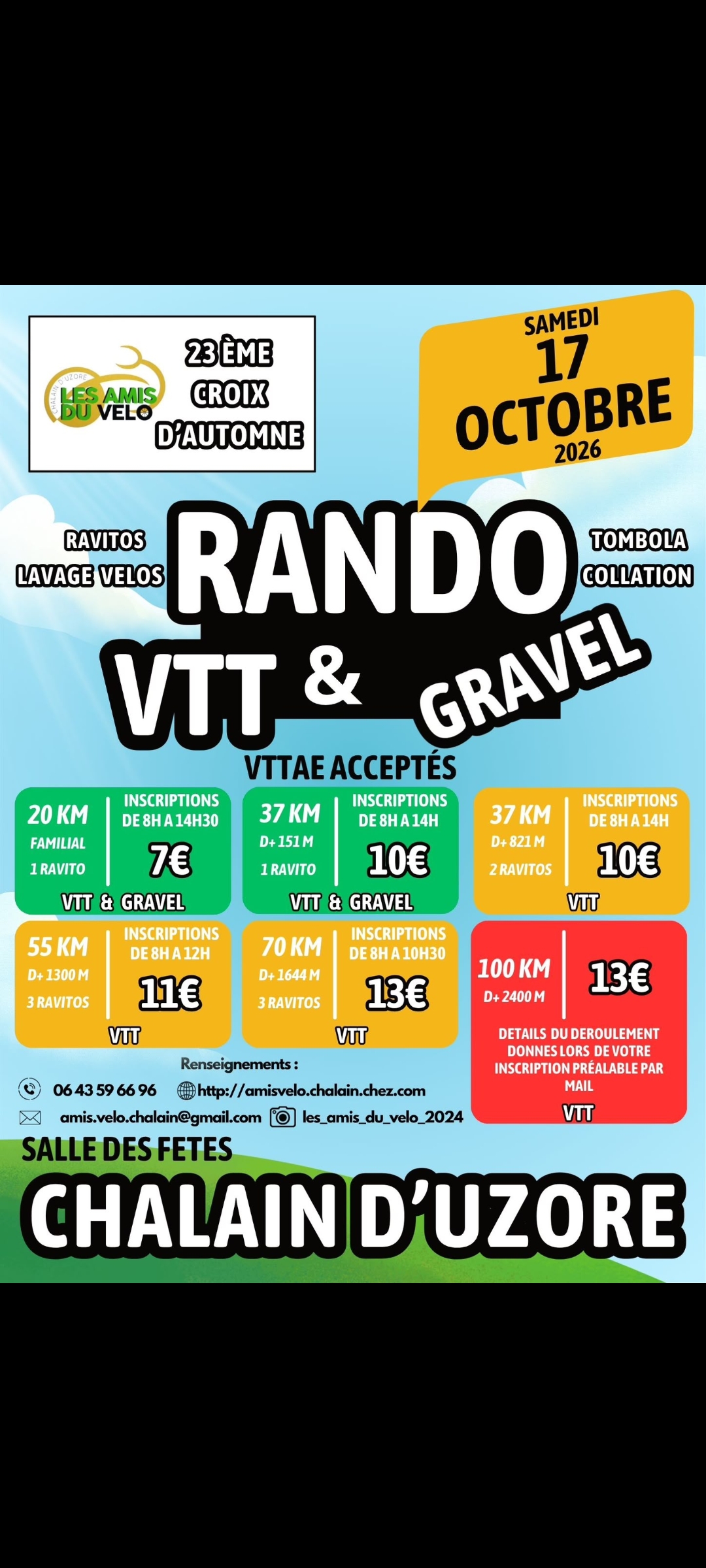 Affiche de Croix d'Automne rando VTT/GRAVEL (23ème édition) à Chalain-d'Uzore