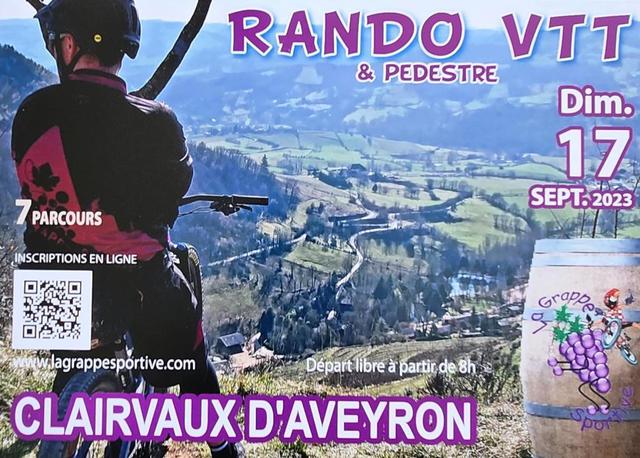 Affiche de Rando VTT et Pédestre "Autour du Vin"  (7ème  édition) à Clairvaux-d'Aveyron