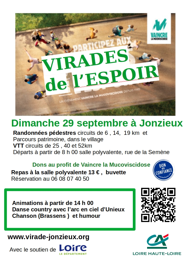 Affiche de Les virades de l'espoir (randonées VTT et pédestre) (24ème édition) à Jonzieux