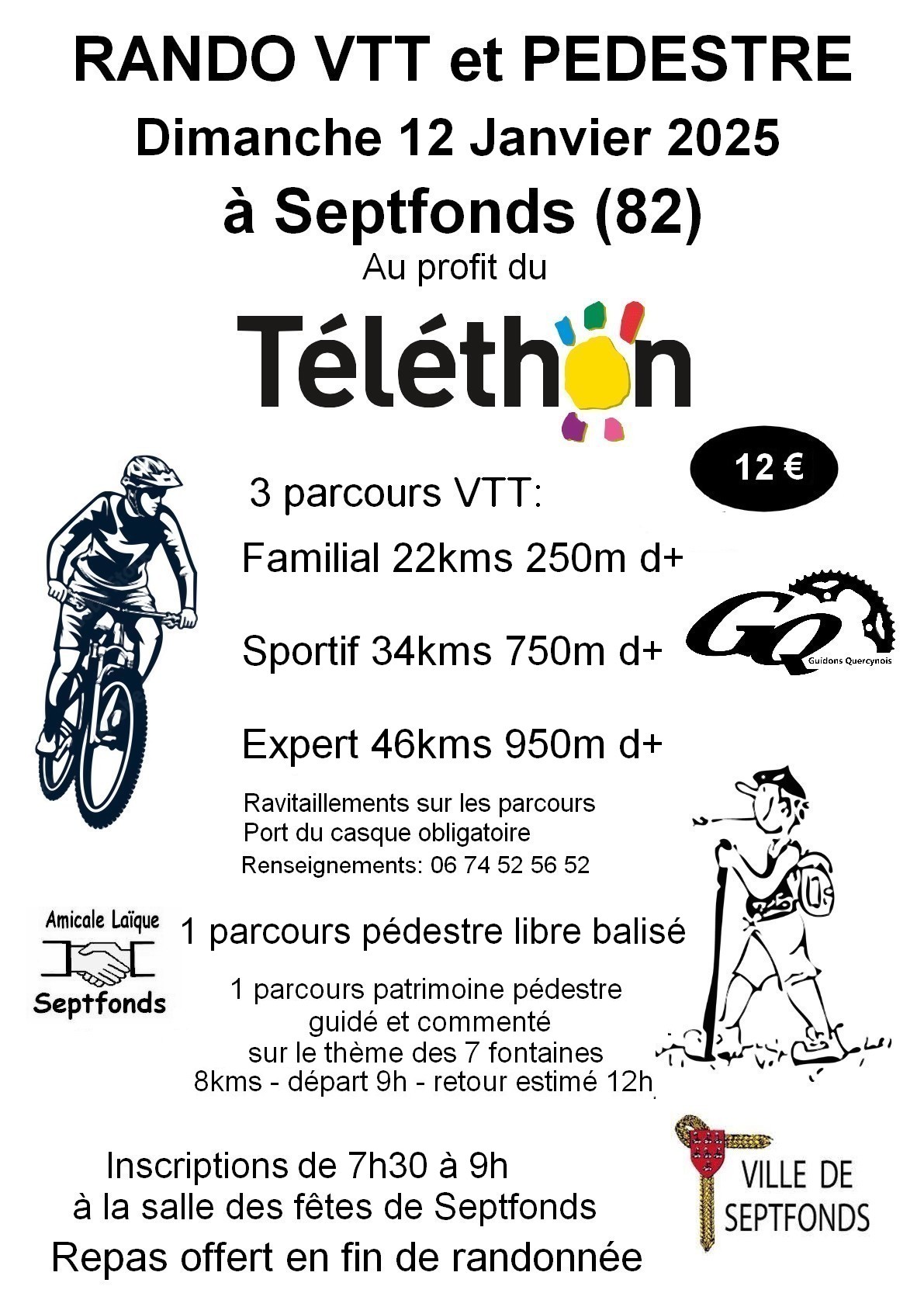 Affiche de La 2ème Randonnée VTT Téléthon à Septfonds