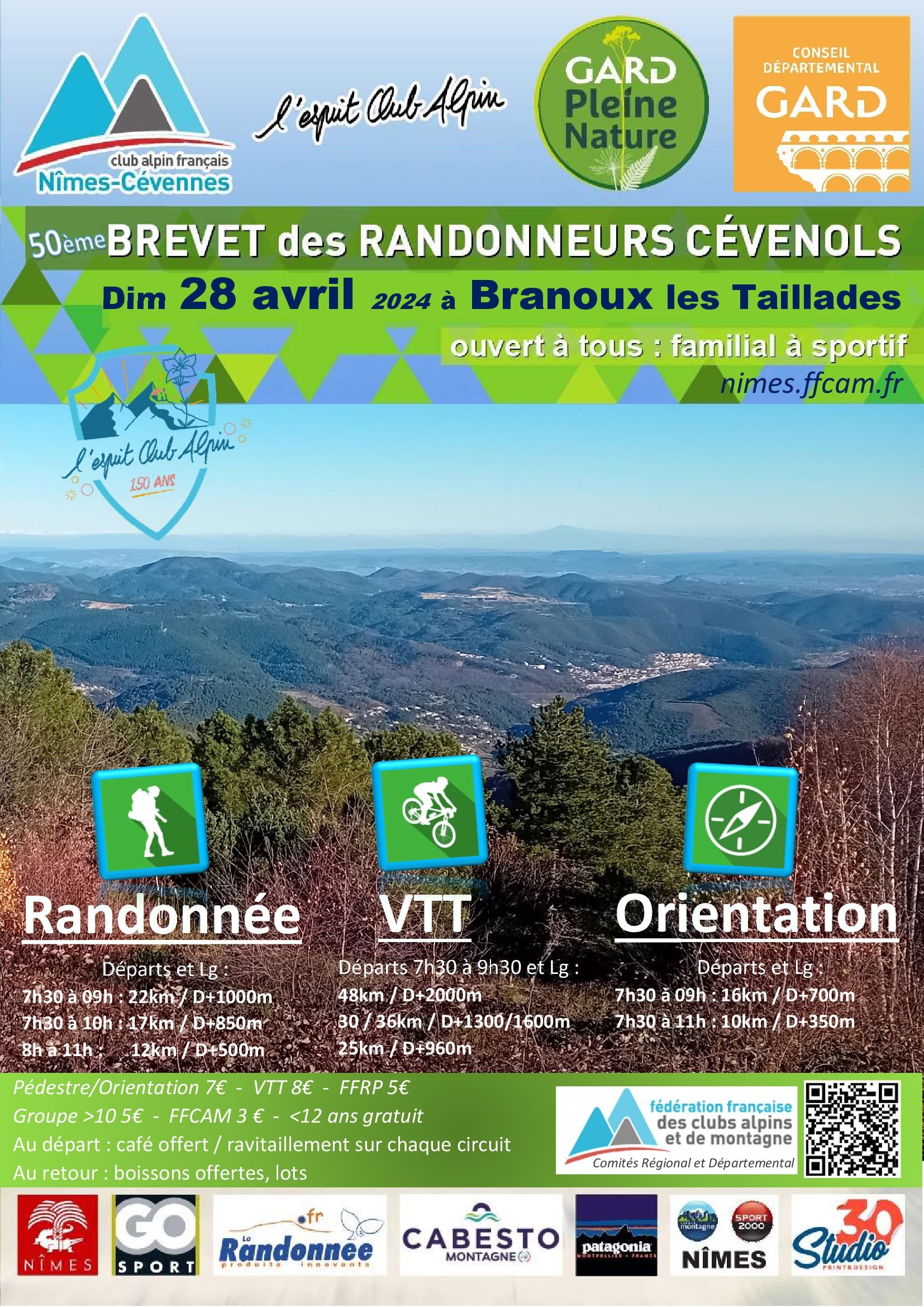 Affiche de Brevet des Randonneurs Cévenols (50ème édition) à Branoux-les-Taillades