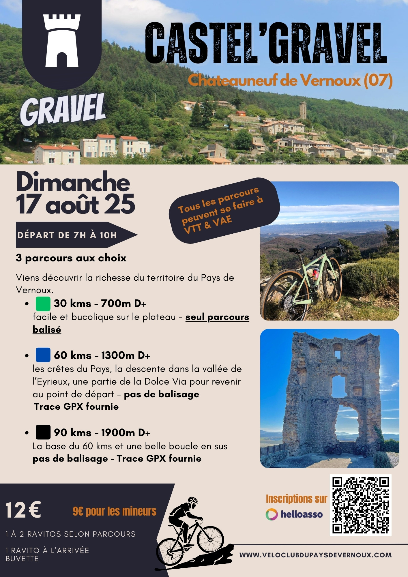 Affiche de 1ère rando CASTEL'GRAVEL (1ère édition) à Châteauneuf-de-Vernoux