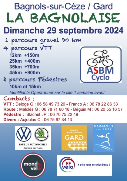 Affiche La 44ème rando du Plateau de Lacau VTT, Gravel, Route et Pédestre "La Bagnolaise" 2024