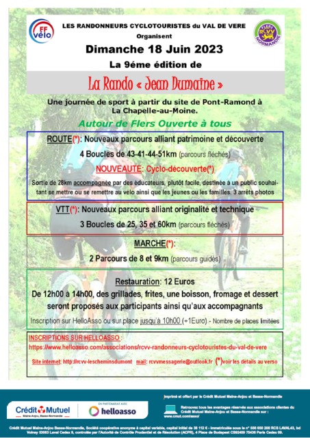 Affiche de La 9ème randonnée VTT Jean Dumaine à La Chapelle-au-Moine