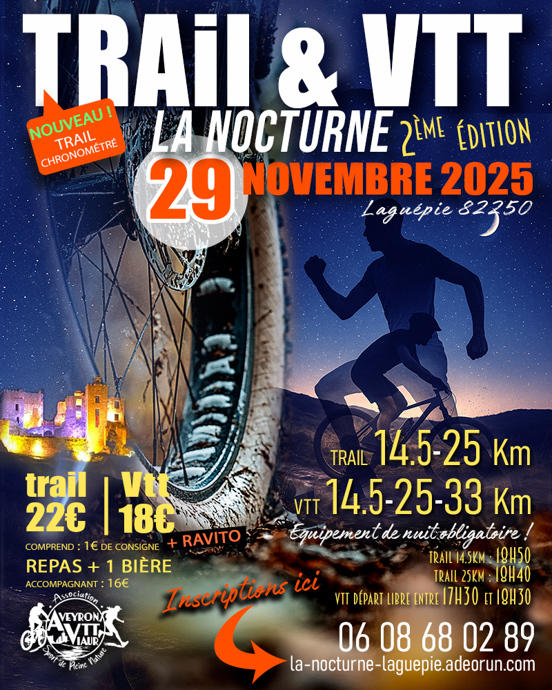 Affiche de Une randonnée VTT et TRAIL (2ème édition) à Saint-Martin-Laguépie