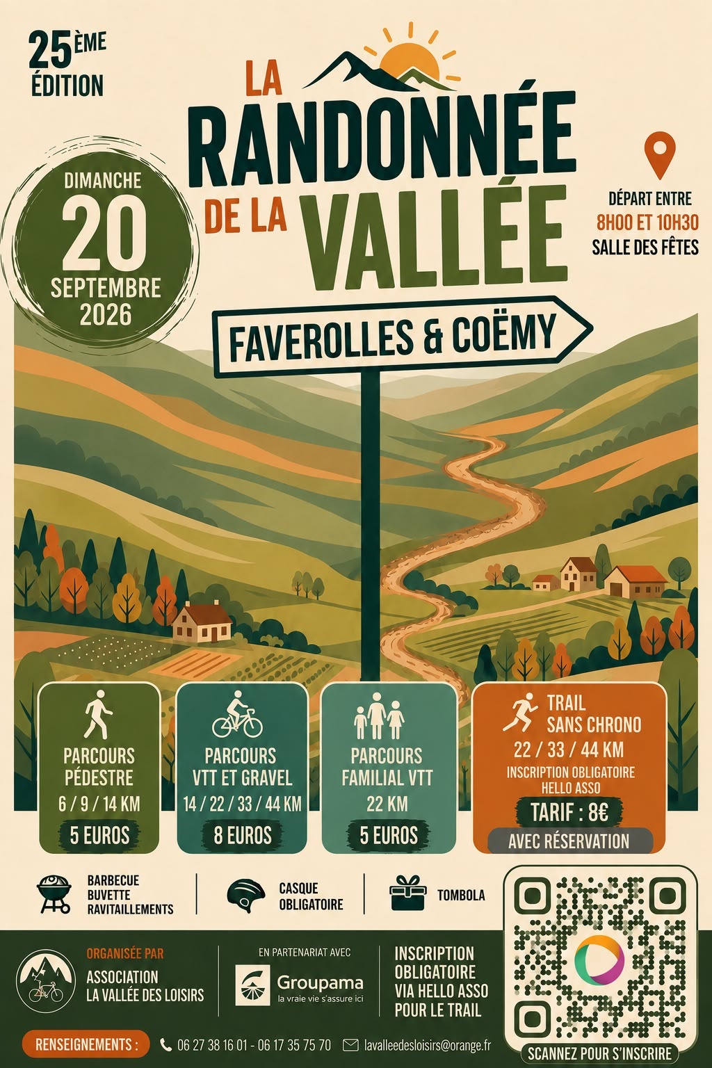 Affiche de La 25ème Randonnée de la Vallée des loisirs à Faverolles-et-Coëmy