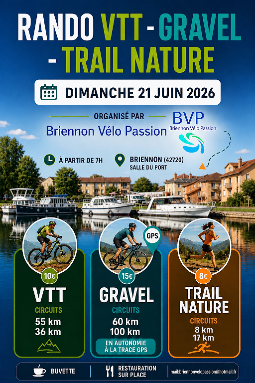 Affiche de La 3ème Rando VTT/ GRAVEL / TRAIL NATURE à Briennon