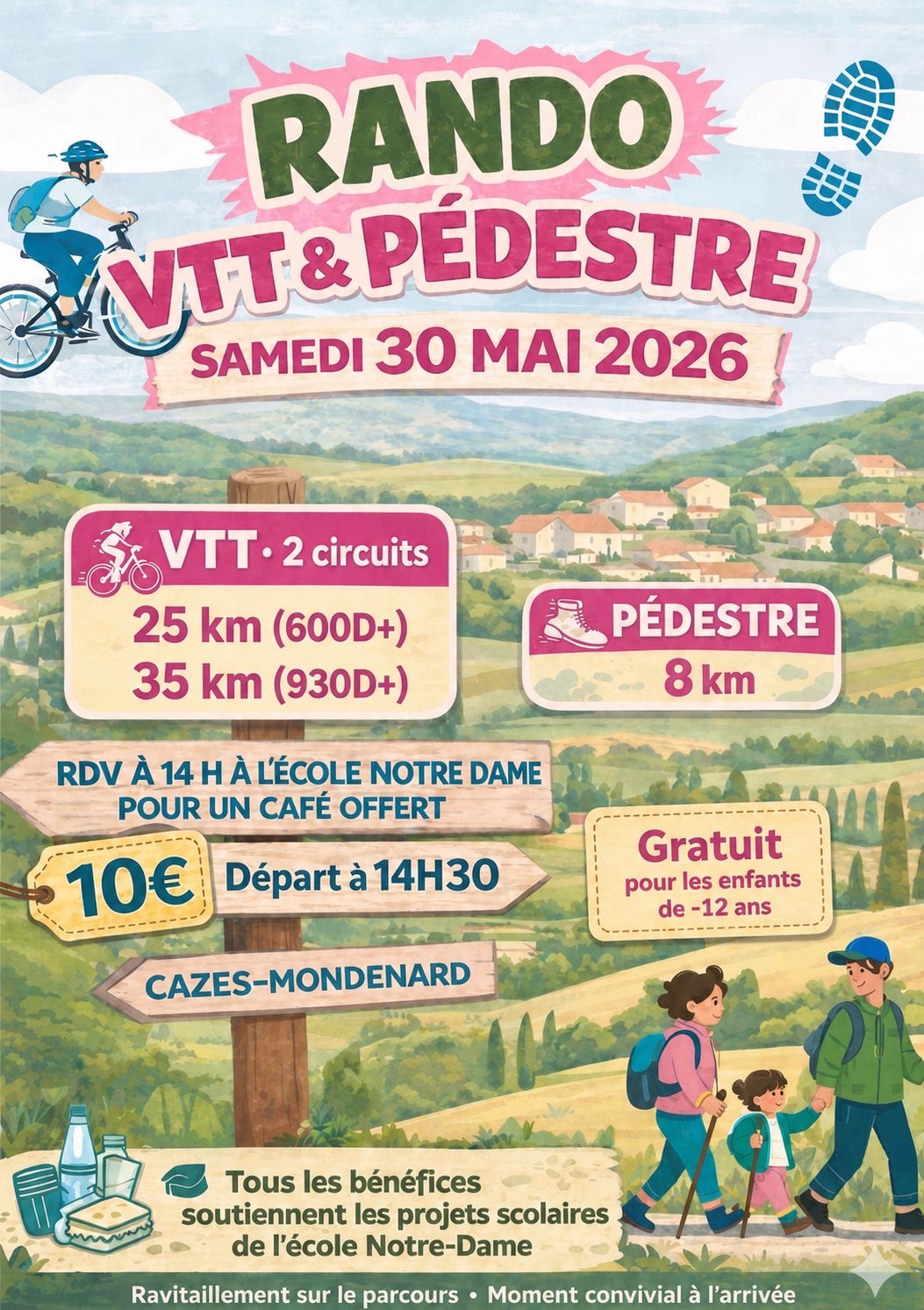 Affiche de Une randonnée VTT APE école Notre Dame 25 et 37km (1ère édition) à Cazes-Mondenard