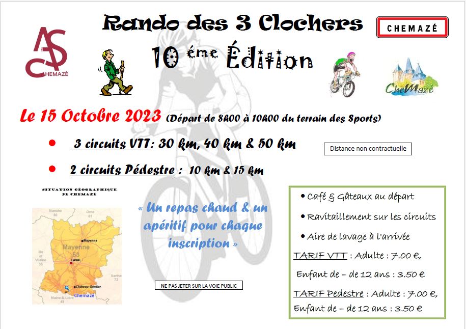 Affiche de La 10ème Rando des 3 Clochers à Chemazé